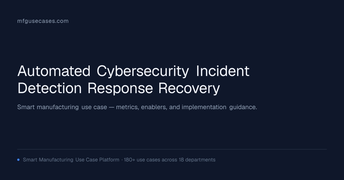Automated Cybersecurity Incident Detection, Response & Recovery ...