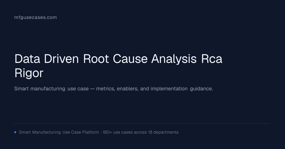Data-Driven Root Cause Analysis (RCA) Rigor | mfgusecases.com