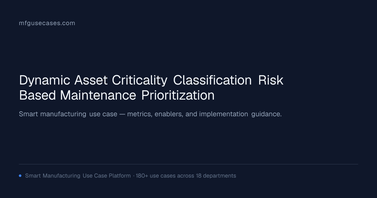 Dynamic Asset Criticality Classification & Risk-Based Maintenance ...