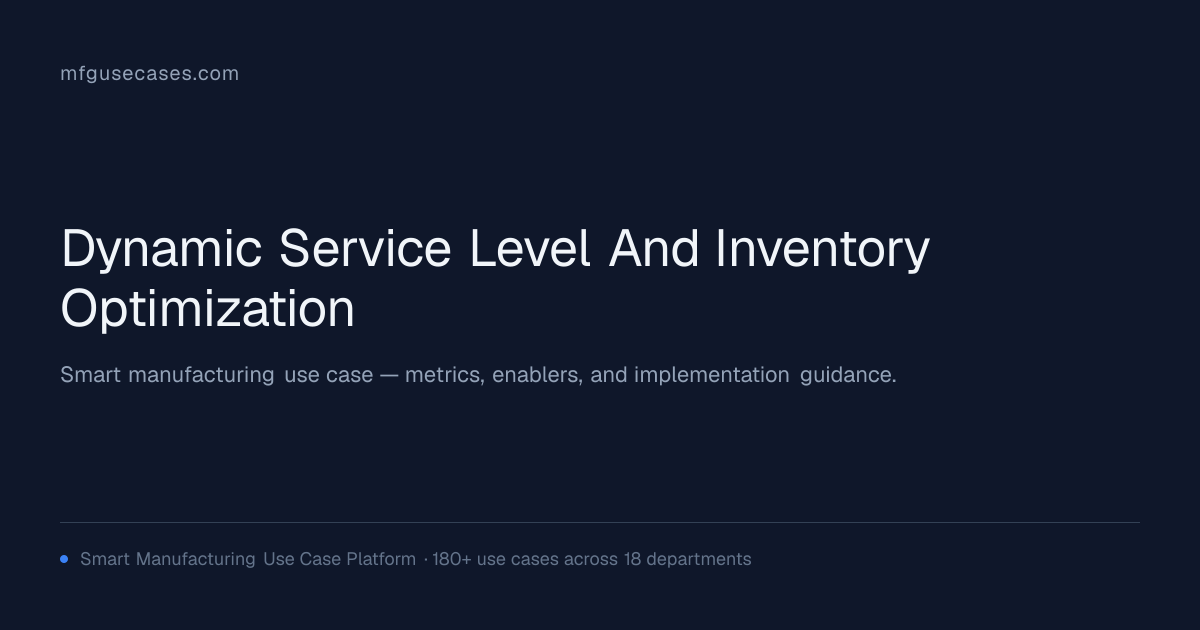 Dynamic Service Level and Inventory Optimization | mfgusecases.com