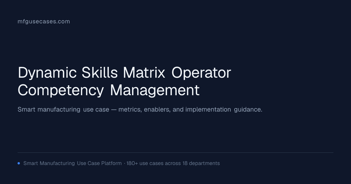 Dynamic Skills Matrix & Operator Competency Management | mfgusecases.com