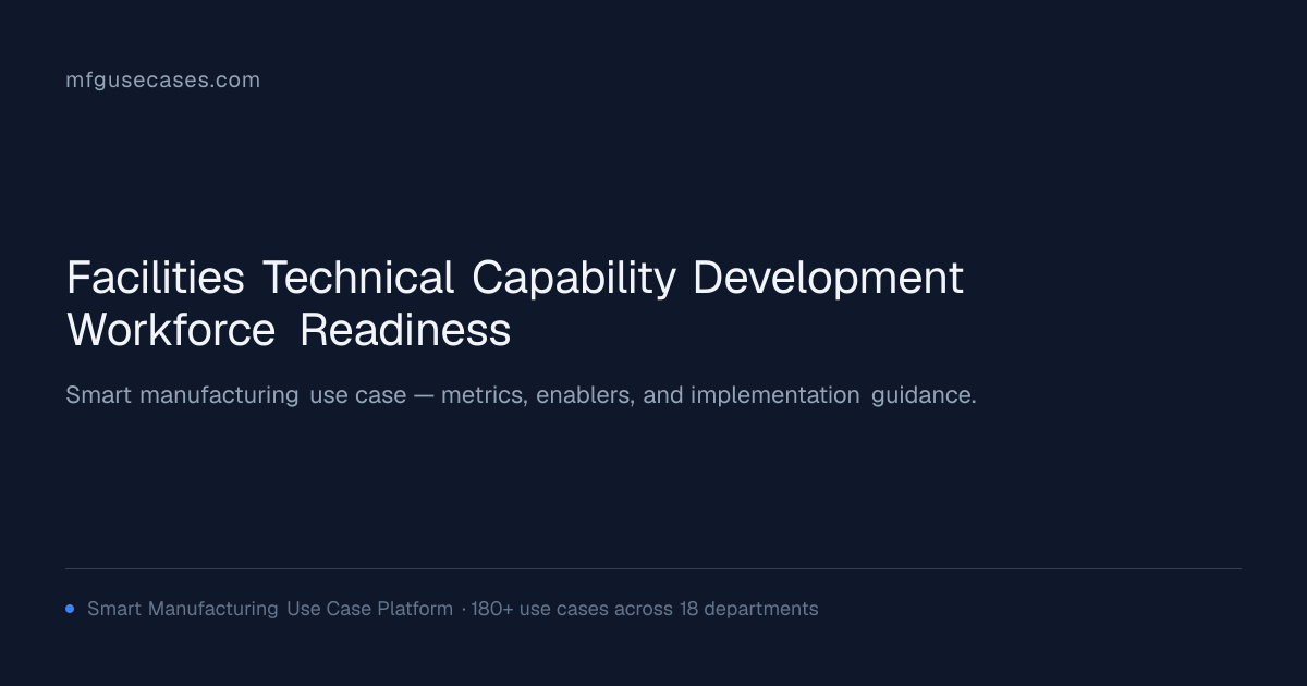 Facilities Technical Capability Development & Workforce Readiness ...