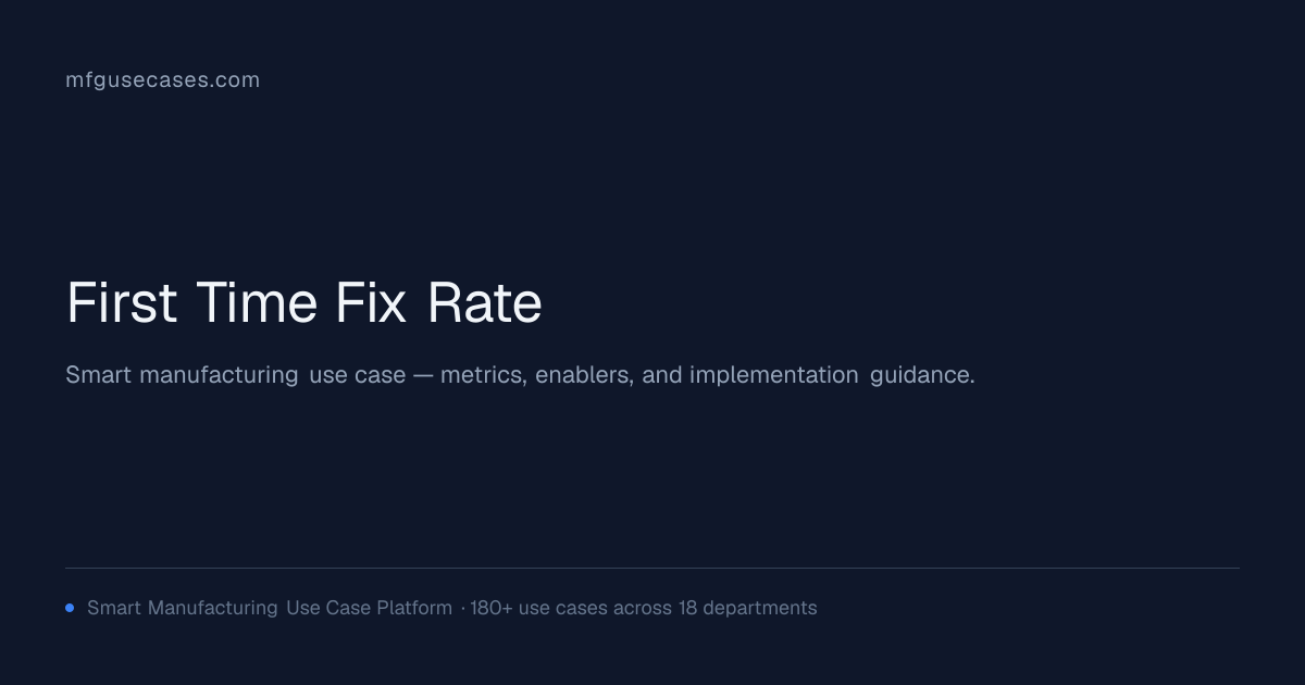 First Time Fix Rate | mfgusecases.com