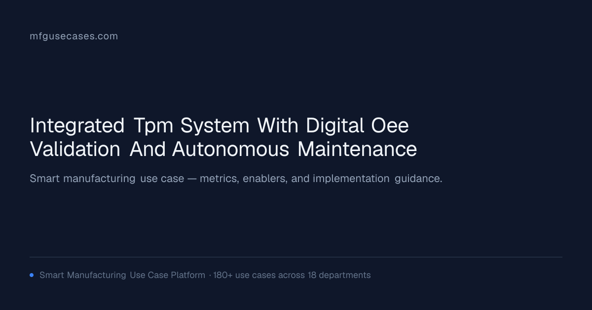 Integrated TPM System with Digital OEE Validation and Autonomous ...