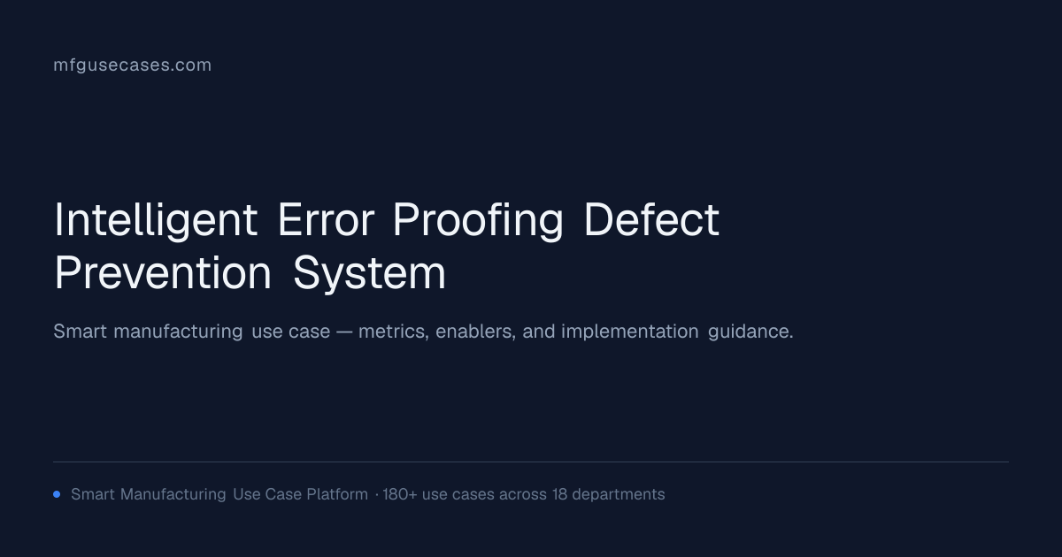 Intelligent Error Proofing & Defect Prevention System | mfgusecases.com