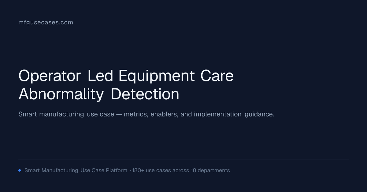 Operator-Led Equipment Care & Abnormality Detection | mfgusecases.com