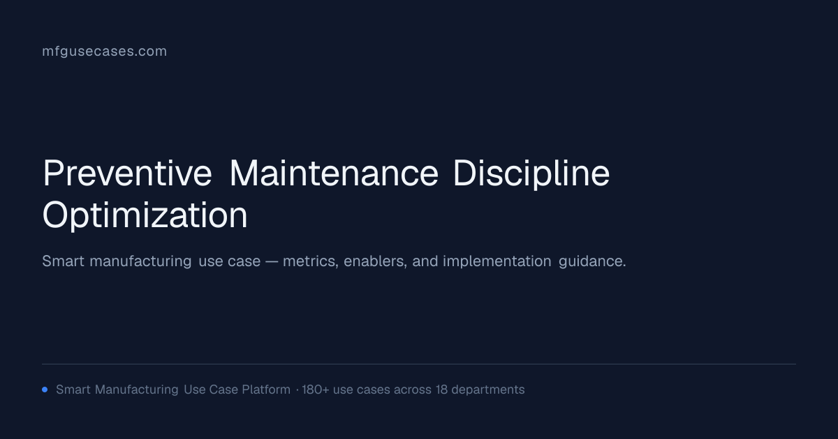 Preventive Maintenance Discipline Optimization | mfgusecases.com
