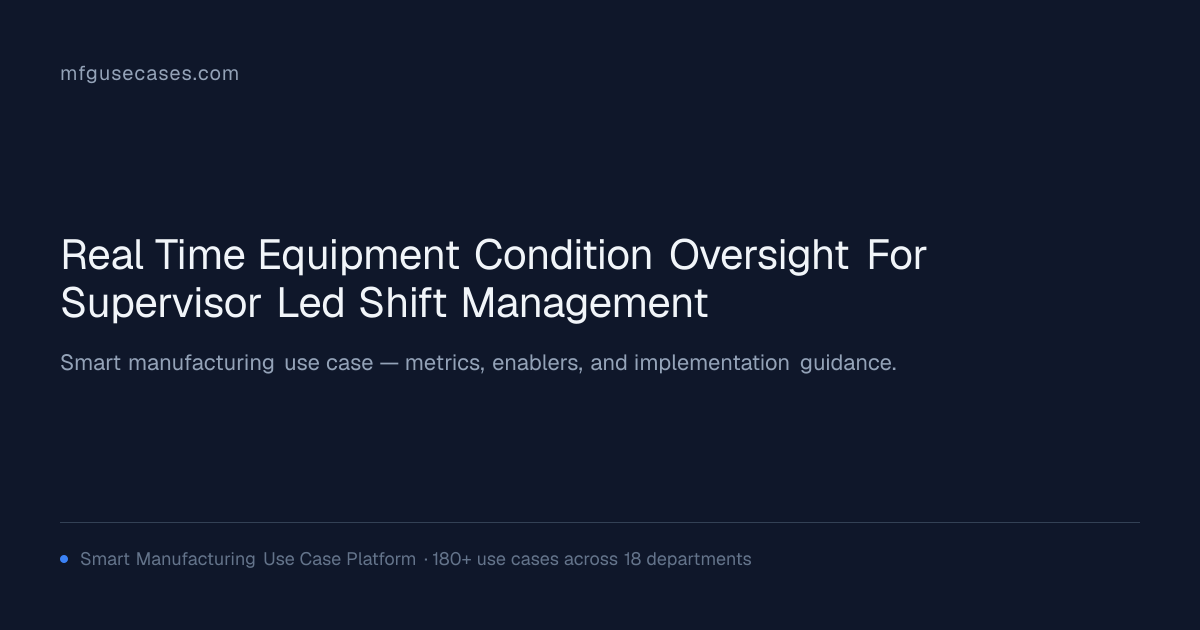 Real-Time Equipment Condition Oversight for Supervisor-Led Shift ...