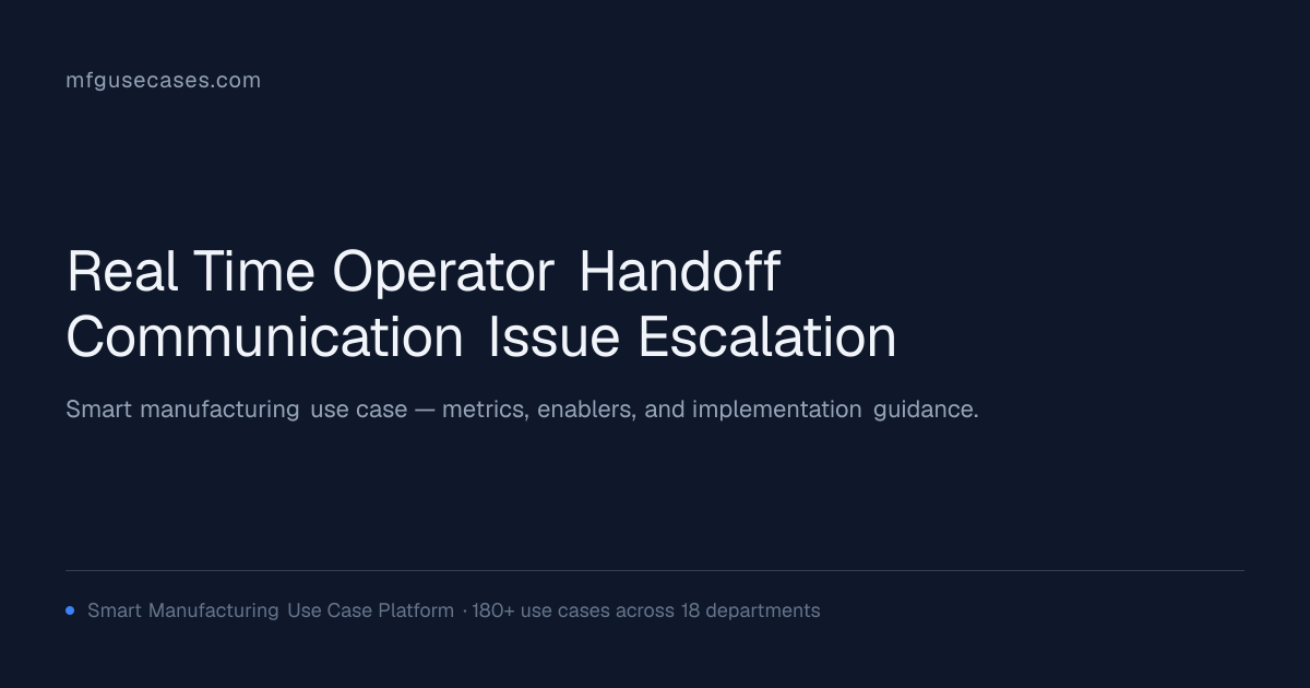 Real-Time Operator Handoff Communication & Issue Escalation ...
