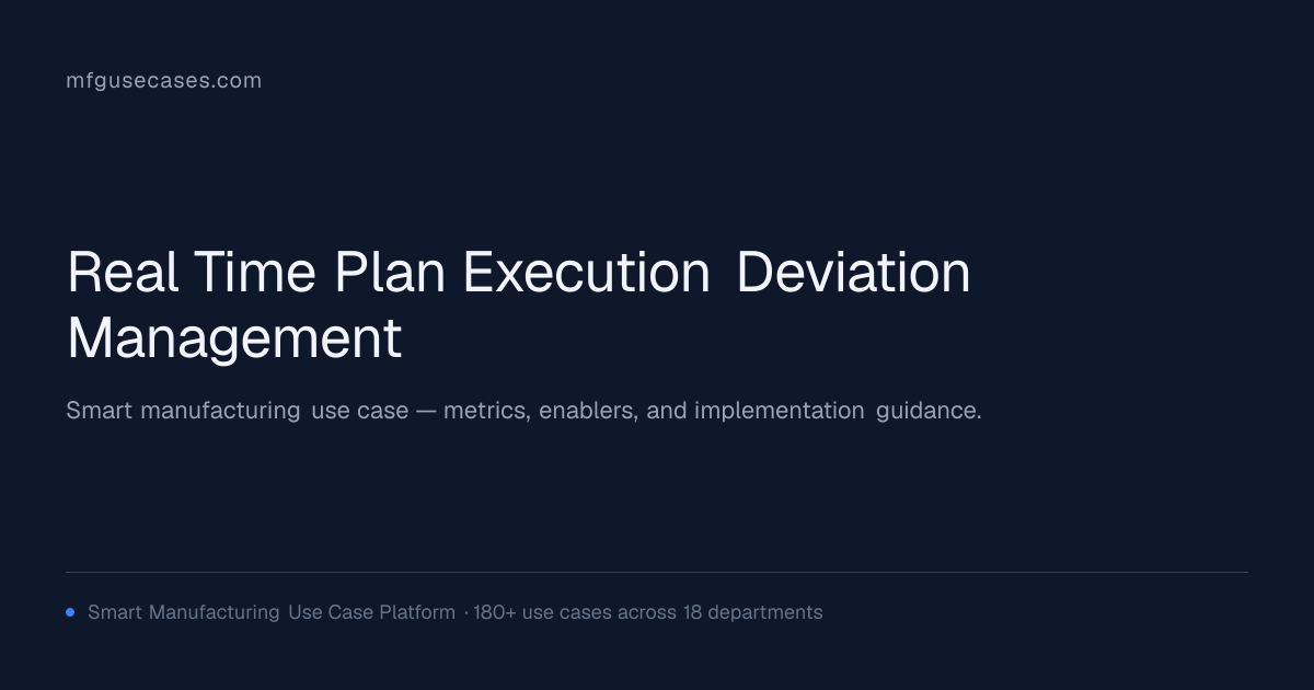 Real-Time Plan Execution & Deviation Management | mfgusecases.com