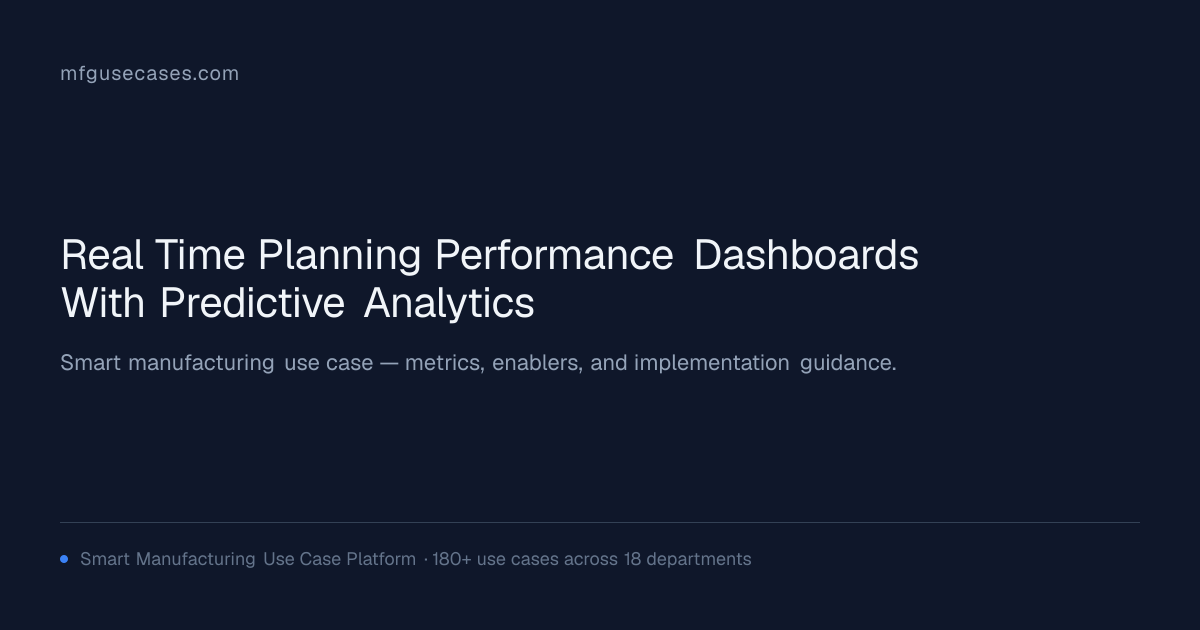 Real-Time Planning Performance Dashboards with Predictive Analytics ...