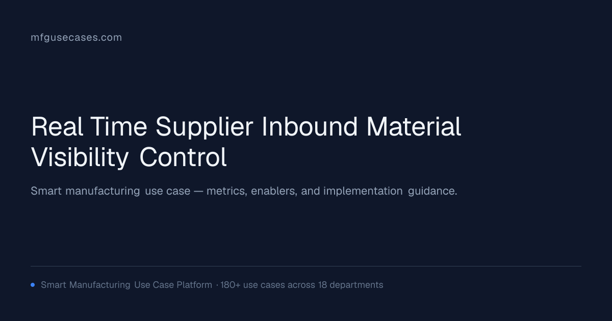 Real-Time Supplier & Inbound Material Visibility & Control ...