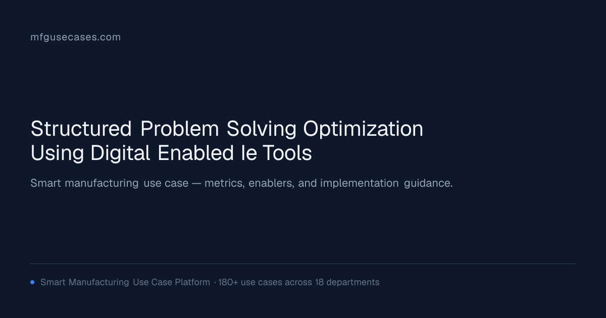Structured Problem Solving & Optimization Using Digital-Enabled IE ...