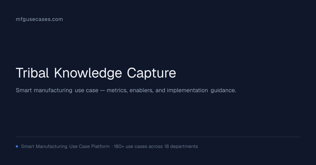 Tribal Knowledge Capture | mfgusecases.com